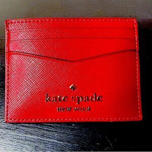 Kate Spade Staci Slim Card Holder, Red Saffiano Leather NWOT